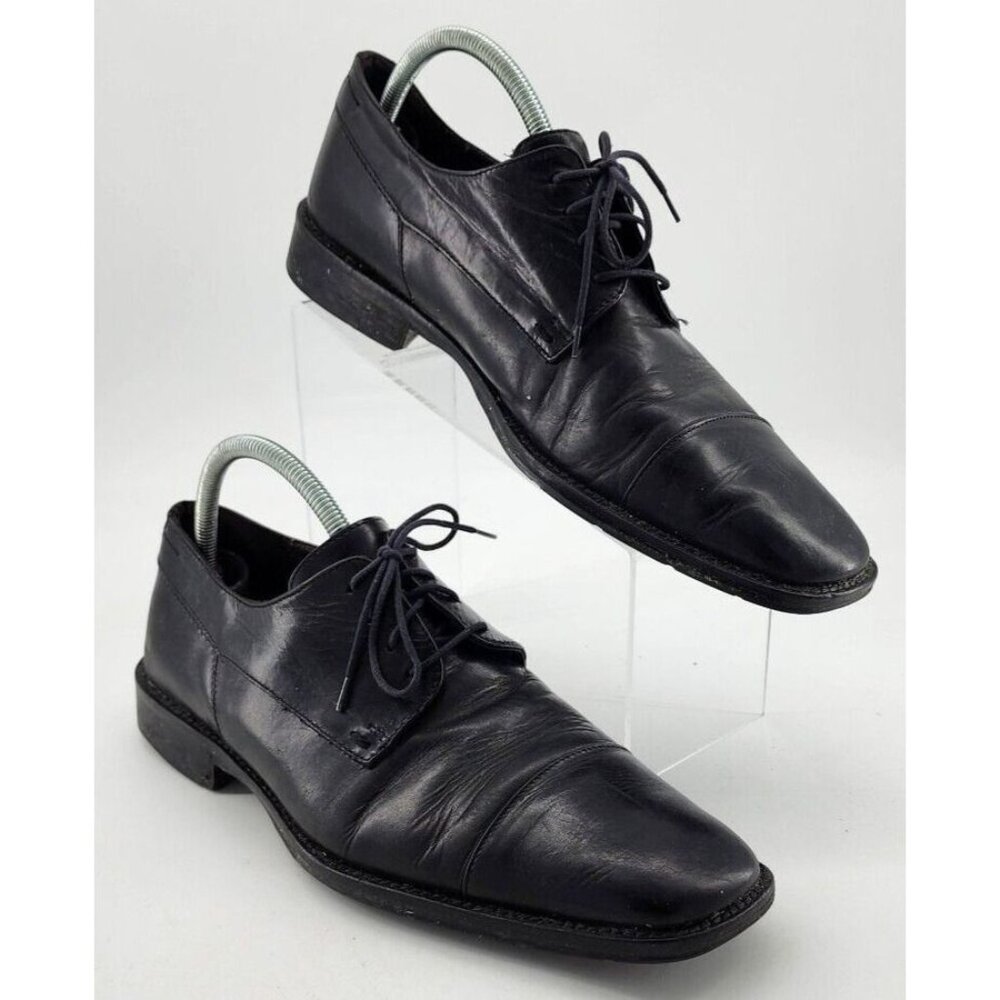 Johnston & Murphy Melton Black Leather Cap Toe Derby Dress Shoes Men's Size 11M